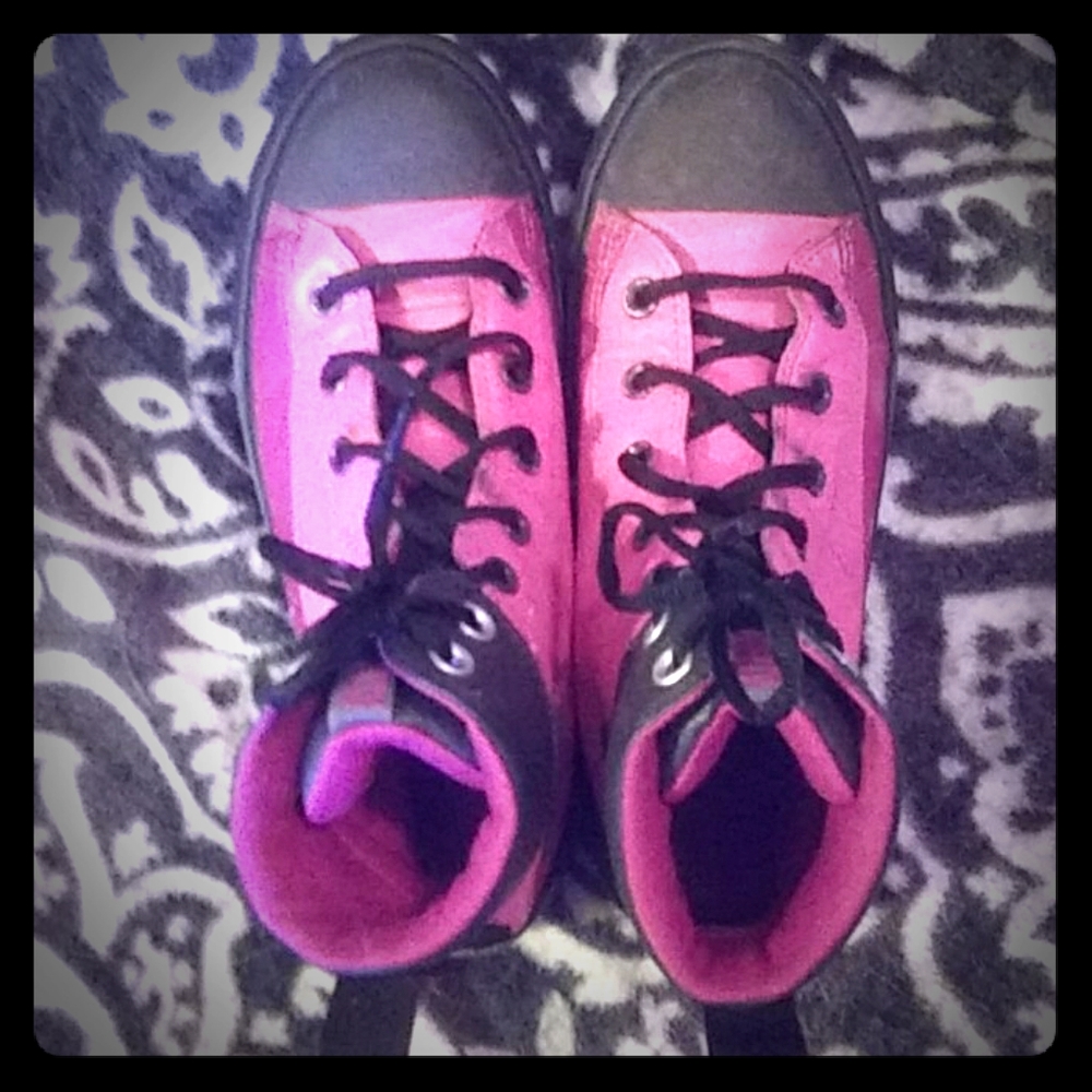 Purple and pink converse